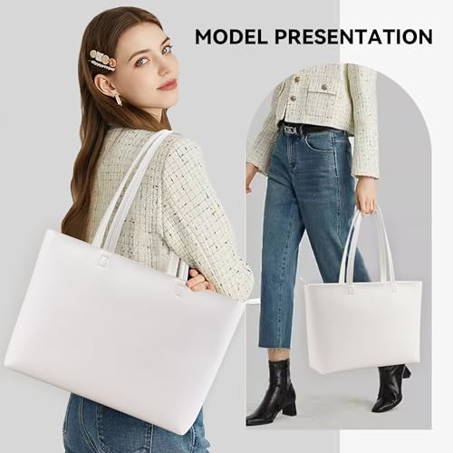 Image of KALIDI Tote Bag Zipper Shoulder Bag Faux Leather Purses Satchel for Women Casual Handbag Work Dating College