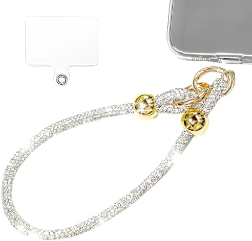 CCSmall Rhinestone Phone Charm Wrist Strap Detachable Diamond HL Silver