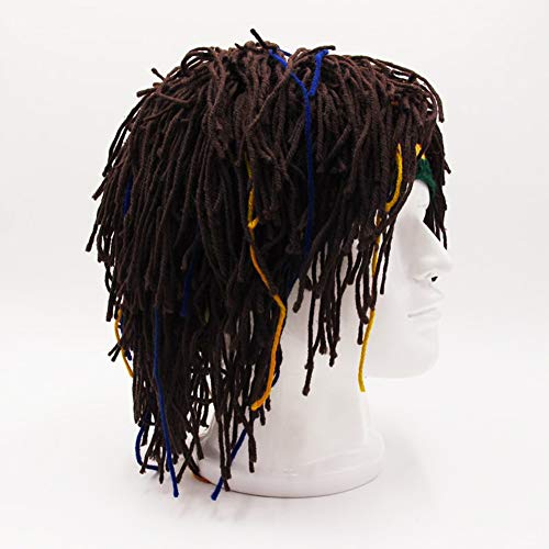 Image of Funny Rasta Wig Beard Hats Knitted Jamaican Rasta Beanie Hat with Dreadlocks Christmas Halloween for Men Women