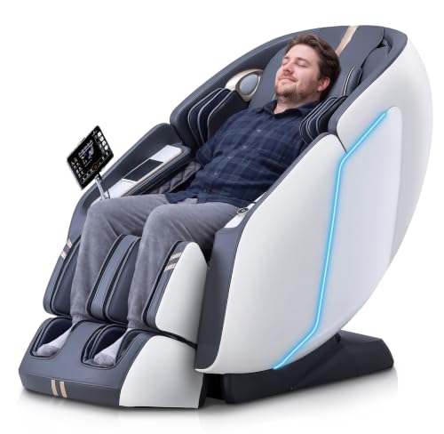 MassaMAX MT398 4D Full Body Massage Chair, 55"SL Track, Zero Gravity, White