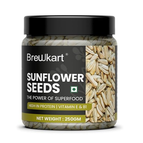Image of Brewkart Sunflower Seeds 250g | Raw Sunflower Seeds for Eating | Diet Superfood | Healthy Snack | High in Protein, Vitamin E & B1 | Rich in Antioxidants