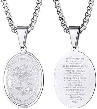 PROSTEEL Mens Angel Saint Michael Pendant St.Michael Necklace, 316L Stainless Steel/Gold Plated (Send Gift Box, Velvet Pouch)