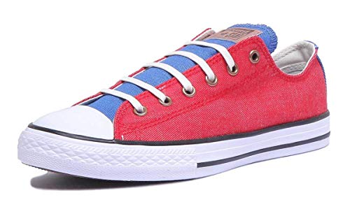 Converse Chuck Taylor CTAS Ox Cotton, Chaussures de Fitness Garçon Unisex Kinder, Rouge (Enamel Red/Nightfall Blue 603), 34 EU