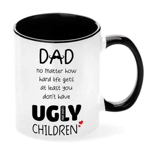 Viberty Funny Dad Mug from Son, Daughter - Best Dad Ever Gifts from Kids - Dad Birthday Gift - Birthday Gifts for Dad - Christmas Gifts for Dad, New Dad - Dad Ceramic Mug 11Oz
