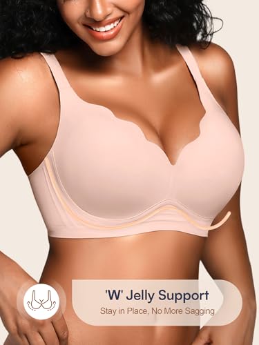 Image of Seamless Jelly Bras for Women No Underwire with Support - Wireless Bralettes Everyday Full Coverage Comfort Tshirt Bra