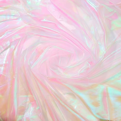 CABODYALS Tela Transparente Rosa Brillante de 2 m Y 1.5 m, Organza Iridiscente con Degradado, Gasa Sedosa Brillante, Poliéster Láser para Coser, Accesorios de Ropa, Decoración Del Hogar, Vestidos de N