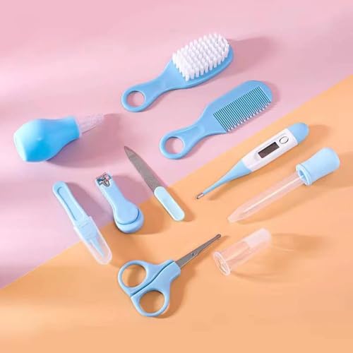 Image of Portable Baby Healthcare & Grooming Kit for Infants | 10-in-1 Newborn Care Set with Nail Trimmer, Thermometer, Comb, Brush & Safety Scissors | Baby Shower Gift (Multicolour)