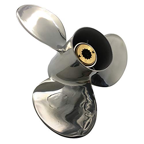 ARKDOZA 10 3/8x13 Stainless Steel Propeller for Mercury Outboards 30-70HP RH Rubber Hub 13 Spline Tooth