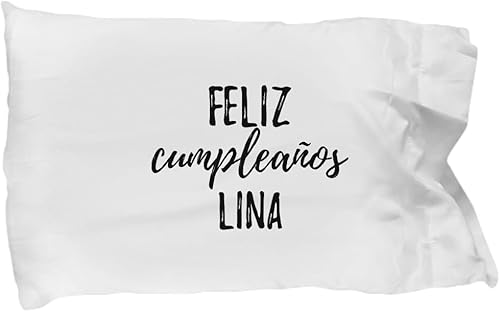 Feliz Cumpleanos Lina Pillowcase Spanish Happy Birthday Personalized Name Gift Pillow Cover Case 20x30