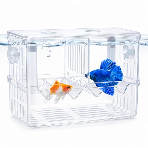 Image of rizopets Aquarium Breeding Box, Double Layer Fish Tank Isolation Box with Divider, Clear Acrylic