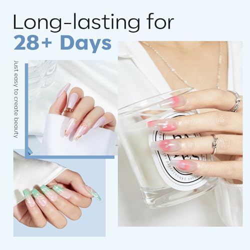 Image of Modelones Medium Coffin Nail Tips Pre-shaped Soft Gel Fake Nails False Full | Fake Nails False Acrylic Clear Full Cover Press on Extension Kit Gel Manicure DIY at Home 216PCS 12Sizes