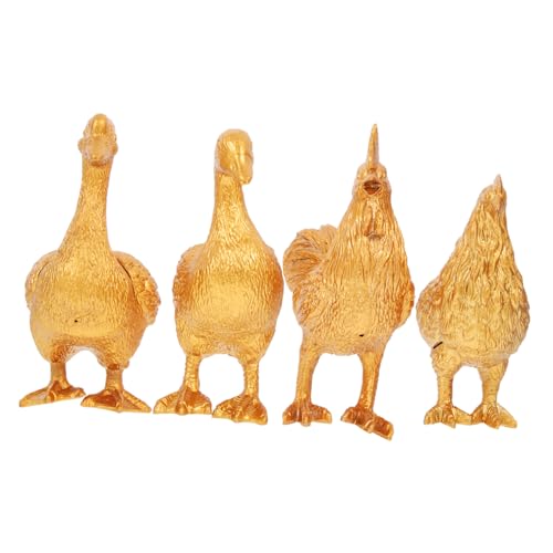 PERSELOSO 4 Piezas Modelo Animal De Simulación Accesorios De Jardín De Hadas Animales Animal Pequeño Juguetes Juguete De Ganso Estatuilla De Gallina Decoración del Hogar El Plastico