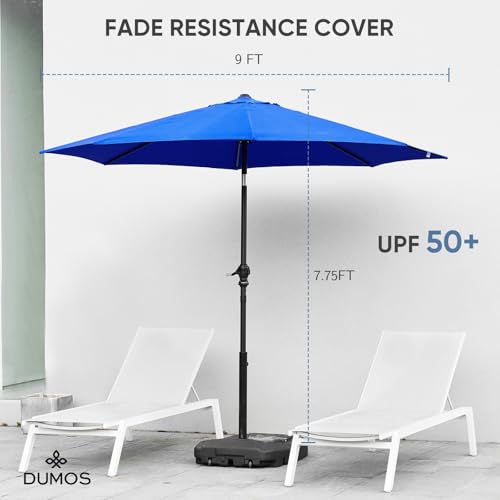 image for DUMOS 9FT Outdoor Patio Umbrella with Push Button Tilt and Crank, Tabl