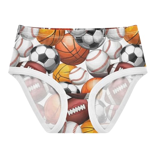 Joisal Durable Toddler Girls Underwear 2t Cotton Cute Panties Girl Cartoon Sports Balls Basketballs Underpants Briefs - Main Image