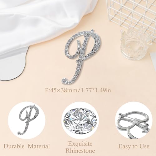 Image of Rhinestone Initial Brooch Pin for Women, Alphabet Gold Letter Brooch A-Z with Crystal, Metal Pin for Hat Bag Dress Suit Accessory for Men