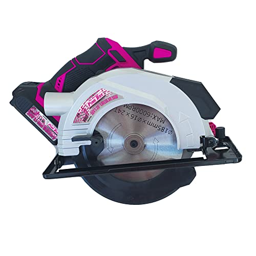 The Original Pink Box 20-Volt Li-ion Brushless 7-1/4 Inch Left Blade Cordless Circular Saw With 2Ah Battery, Pink
