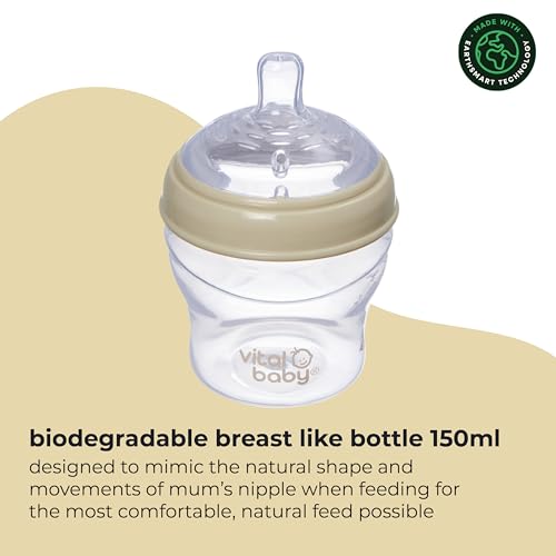 Vital Baby Nurture Breast-Like 0m+ Baby Feeding Bottles, 150ml 1pk, Self-Sterilising in 3 Mins, Triple Anti-Colic Valves, Slow Flow Teats, EarthSmart Biodegradable, BPA-Free - Image 3