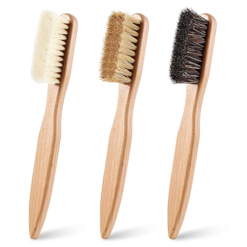 3 Pcs Wood Laundry Stain Brush Stain Remover Brushes with Boar Bristle Small Stain Brush for Clothes for Scrubbing Stains from Furniture Fabric Leather(3 Pcs C)