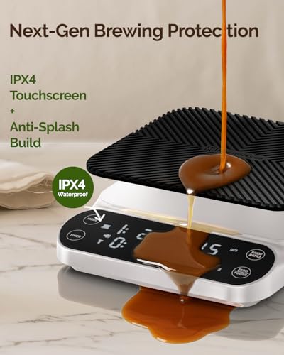 Image of Maestri House S3 Coffee Scale with Timer, 3kg /0.1g Rechargeable Pour Over Coffee Scale, 3 Brew Modes, Adjustable Brew Ratios & Flow Rate Display, Scale for Pour Over, Espresso & French Press-White