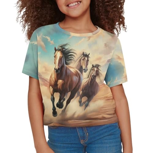 Kids T Shirt Short Sleeve Crop Tops Summer Clothes Pullover Tees Shirt for Girls 5-14Y3
