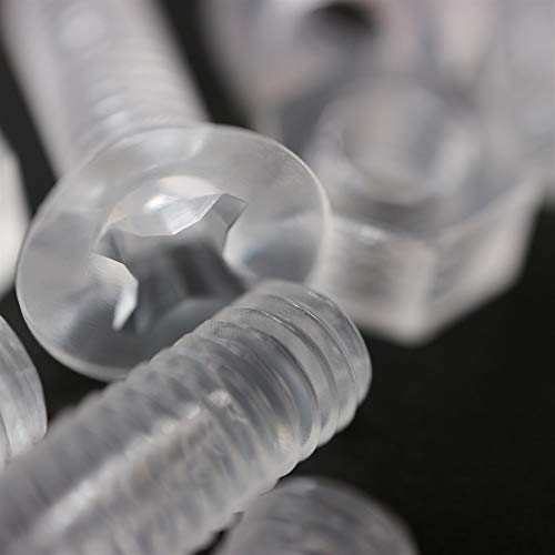 20 x Crosshead Countersunk Screw Nuts and bolts, Transparent Clear Plastic Acrylic, M8 x 40mm - Acrylic Plastic Screws, Ideal Conversion 5/16 x 1-37/64