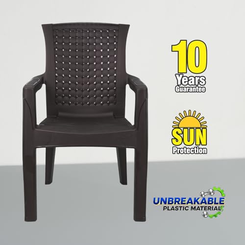 Image of Plasto Chair Luxury with Comfortable Back Posture, Matt & Gloss Pattern Dining, Bedroom, Kitchen, Living Room, Garden | Bearing 150KG Capacity | Strong & Sturdy