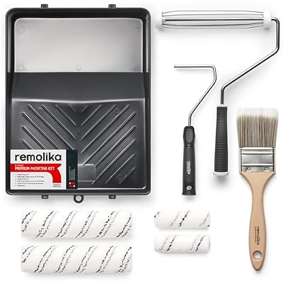 Remolika 8-Piece Paint Roller Kit - Made in Portugal - Premium Paint Brush, Microfiber Roller Covers, Wall Painting Roller Naps, Roller Frames, and Paint Tray, for Professionals or Homeowners