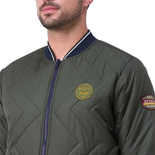 Image of Spykar Charcoal Standard Length Polyester Full Sleeve Casual Jacket For Men