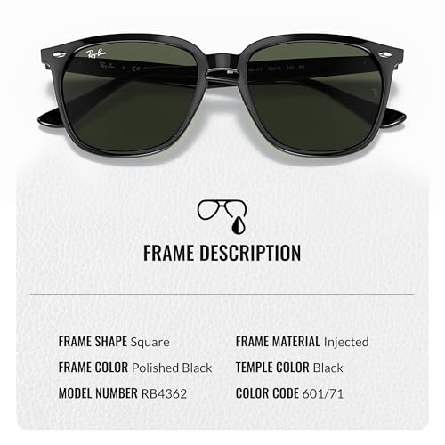 Image of Ray-Ban RB4362 Square Shaped Sunglasses for Men & Women with Official RAYBAN Eyewear Kit