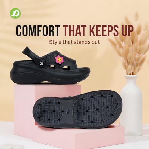 Image of DOCTOR EXTRA SOFT Women's Classic Smiley Charm Clogs /Sandals with Adjustable Back Strap for Adult| Comfortable & Lightweight | Stylish & Anti-Skid| Casual Waterproof Everyday Mules Girls Ladies D-539