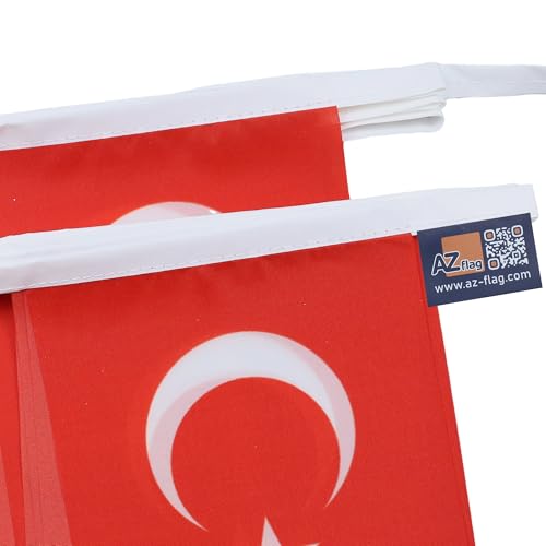 Image of AZ FLAG Turkey 6 meters BUNTING Flag 20 flags 9'' x 6'' - Turkish STRING flags 15 x 21 cm