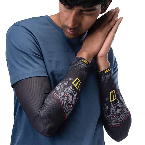 Image of Tiivra Arm Sleeves, UV & Tan Protection, 4 - Way Stretch Arm /Hand sleeves for Men, Women for Riding, Biking, Cricket, Running, Sports
