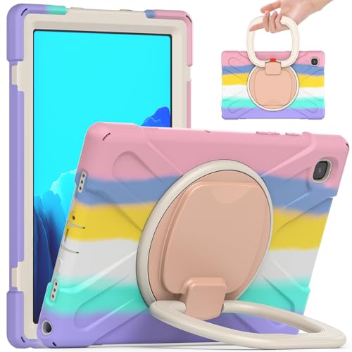 Étui Samsung Galaxy Tab A7 JZ antichoc rose avec support rotatif et bandoulière