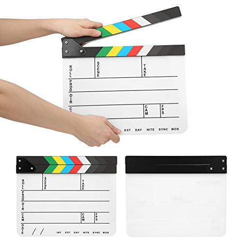 Oumij1 Clapperboard fotografia narzędzie, 30 x 25 cm akrylowy klap filmowy profesjonalny reżyser akcja klap film fotografia narzędzie (kolor (PAV1CWE4))