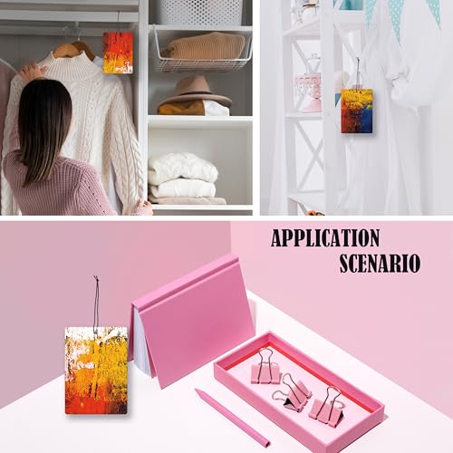 Image of Abstract Red Mustard Rust Lavender Car Air Freshener, Vintage Painting Art Contemporary Hanging Air Freshener 4 Pcs for Cars Closet Drawer Books, Modern Car Accessories Mirror Decor for Women