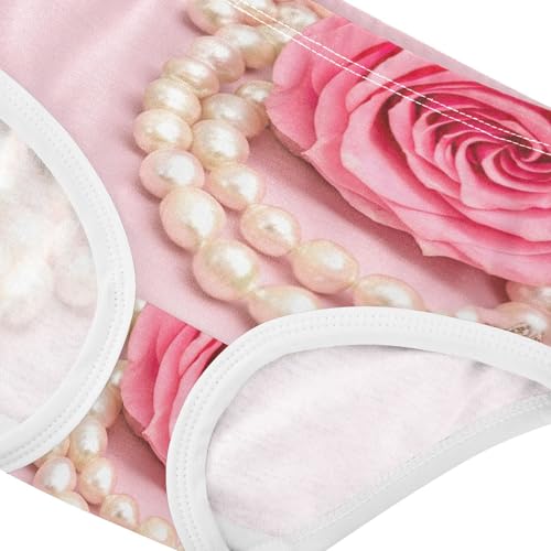 Girls Underwear Toddlers 2t Cotton Girl Panties Cute Aesthetic Undies Kids Briefs Pearls Pink Roses4