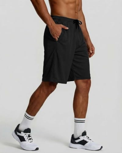 Image of Real Essentials 5 Pack: Men's 9 inch Mesh Shorts - Athletic Gym, Workout, Basketball, Running, Casual Lounge Activewear Pockets
