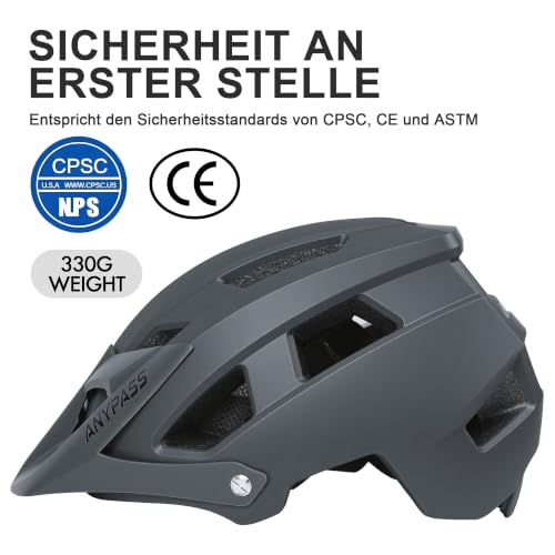 Fahrradhelm Herren Damen, Leichter MTB Helm mit Visier fürs Fahrrad – Ansicht 2