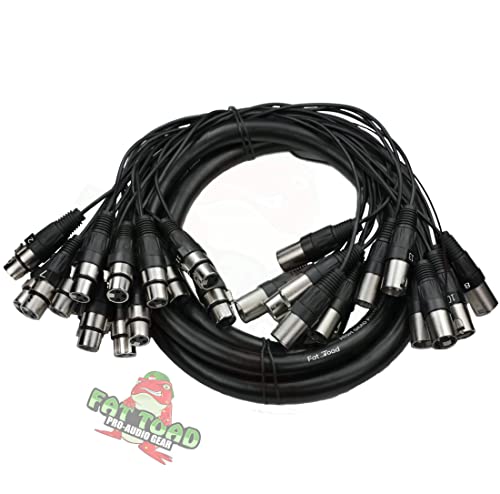 XLR Snake Cable (16 Channels) 10FT by FAT TOAD | Patch Studio, Stage, Live Sound Recording Multicore Cords | Pro Audio Shielded Double-Sided Microphone Wires for Interface Hub, DJ Digital Mixers, Amps