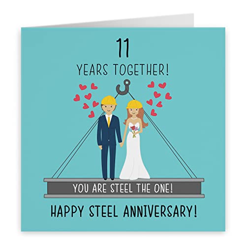 Hunts England, Large 11th Wedding Anniversary Card, Large Size, Steel Anniversary, Iconic Collection, Large, 210 x 210 mm - Image 2