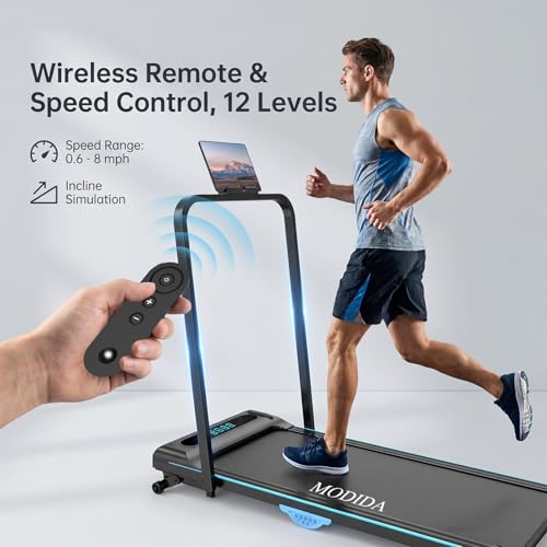 Image of Walking Pad Treadmill with Foldable Handrail, 3.5HP Quiet Motor, 12-Speed LED Display, 300LB Capacity, Portable Under Desk Treadmill for Home Office Apartment Small Spaces