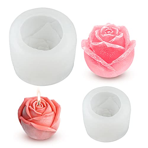 2 moldes de silicona para velas, diseño de flores, rosas 3D,...