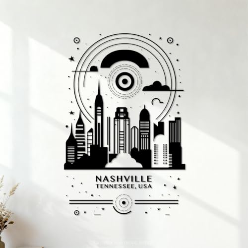 Stickers muraux États-Unis d'Amérique, Nashville 32x48cm Stickers pour vitres Noir