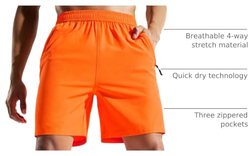 Image of MIER Men's Quick Dry Running Shorts with Zipper Pocket Elastic Waist Athletic Workout Exercise Shorts