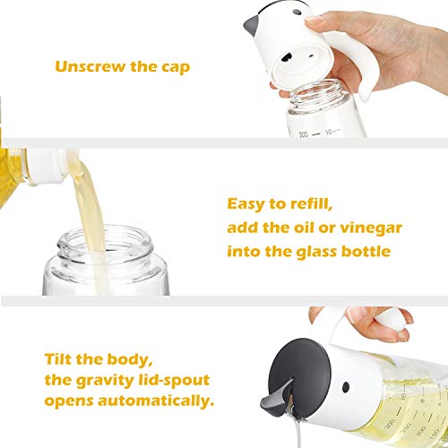 Vucchini Drip Free Cooking Oil & Vinegar Dispenser With No Drip Bottle Spout - Kitchen Oil Pourer Dispensing Bottles (White Color) #TOP5