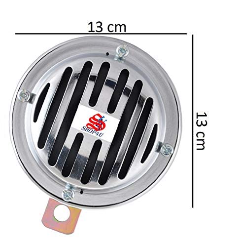 Image of 125MM Super Tone Chrome Grill Car Horn Set of 2 Compatible with Hyundai Creta (Metal Chrome, Free Relay and Wire)