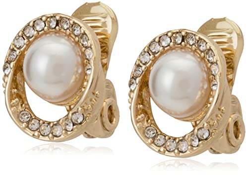 Image of Anne Klein Women's Pearl Stud Earrings, Layered Statement Fashion Jewelry for Everyday and Evening Wear