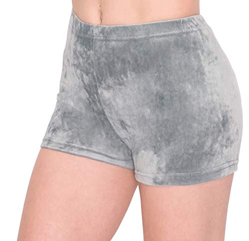 Image of ALWAYS Women's Velvet Pajama Shorts - Premium Soft Fluffy Plush Sexy Lounge PJ Short Bottoms Pants Grey S