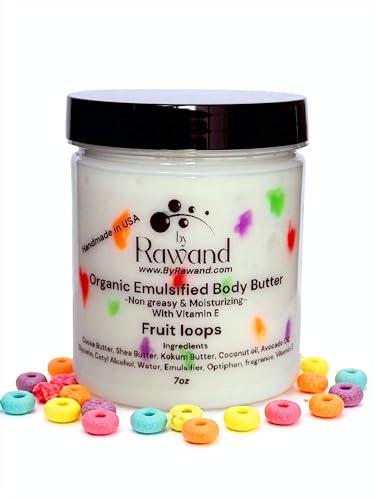 ByRawand Handmade Fruit Loops body buttercream with Shea, Cocoa & Kokum butter based with natural oils & Hyaluronic Acid - non greasy, moisturizing (Fruit Loops)