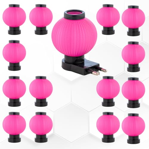 Image of Hi-Plasst Pink Night Lamp with Plug - Energy-Saving LED 0 Watt Bulb Lamp for Bedroom, Wall & Side Table - Pack of 15